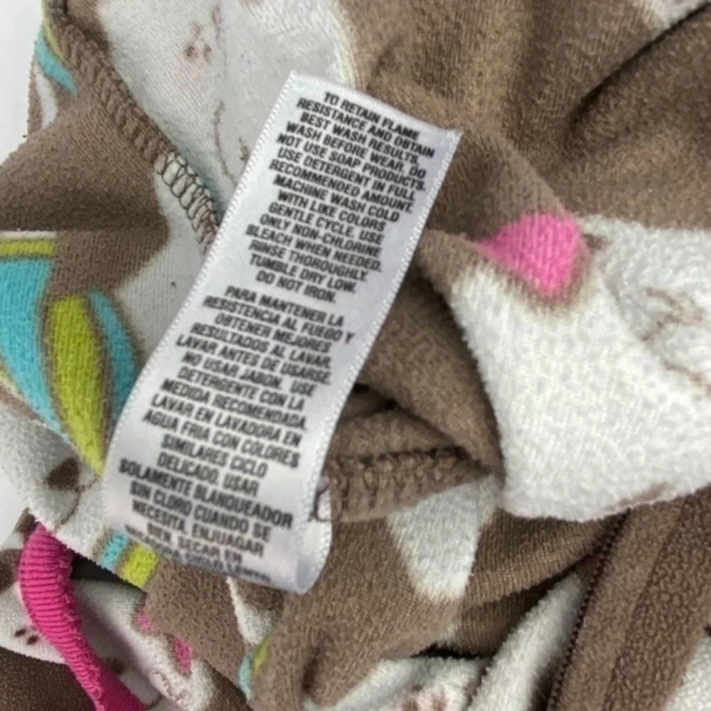 Carters Girls Pajamas Size 6 Fleece Cat Print Zip Up 1 Piece Footless Pajamas